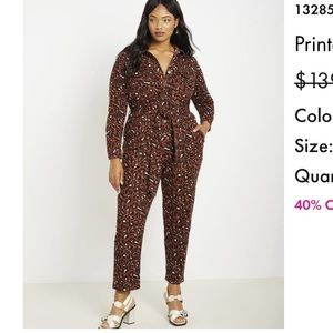 Eloquii Leopard Print Denim Jumpsuit